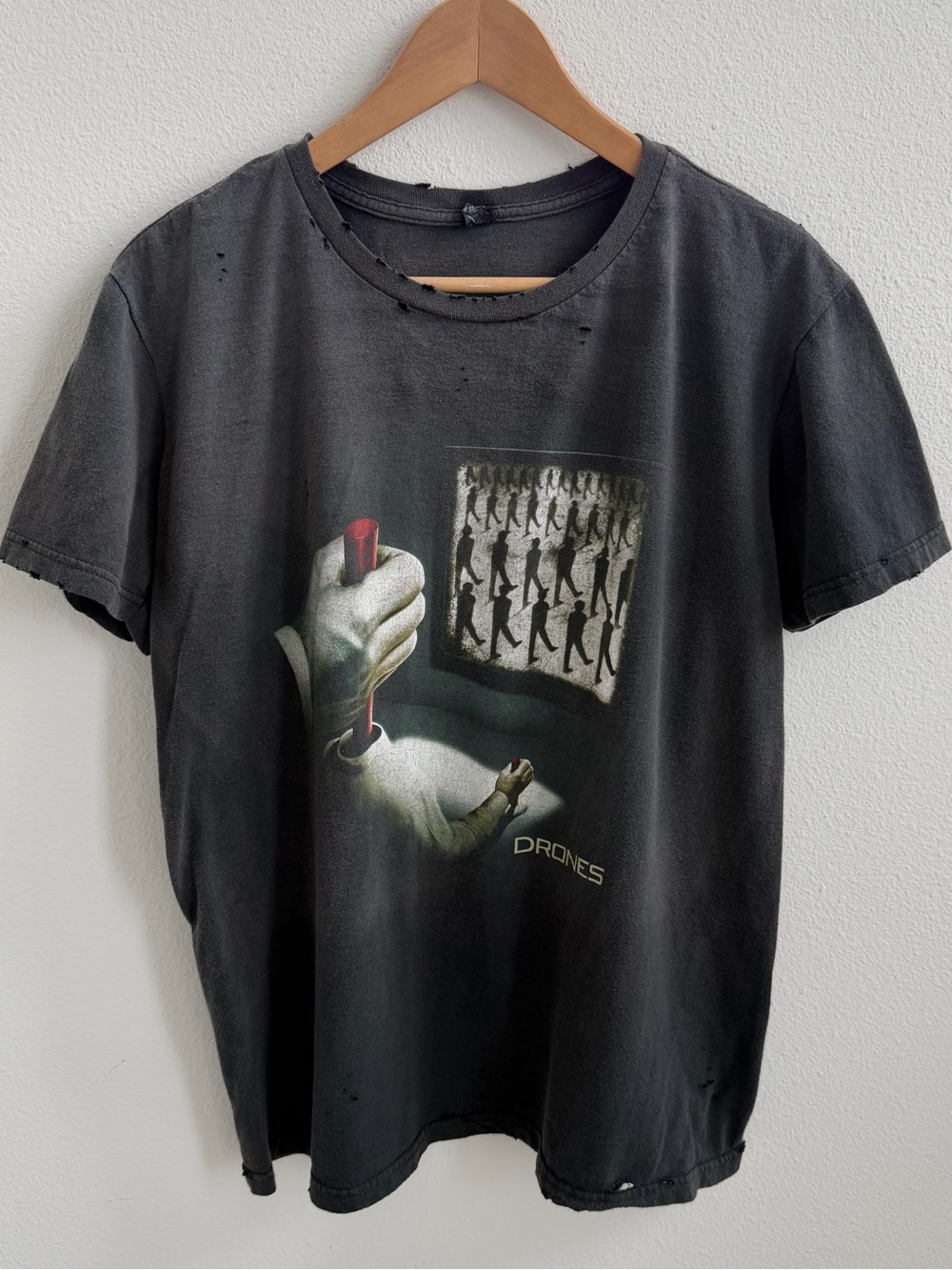 Drones Graphic Distressed Black Men’s T-Shirt